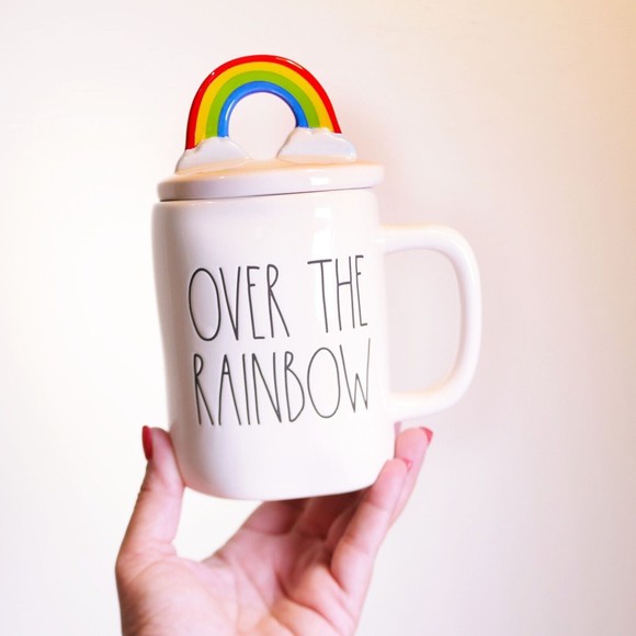 Rae Dunn Over The Rainbow Mug with Lid Topper NEW! CottageCore Farmhouse - Picture 2 of 5